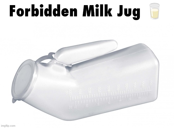 Why is there lemonade in my milk? | image tagged in forbidden milk jug,cursed image,cursed caption,milk,milk carton,urinal | made w/ Imgflip meme maker