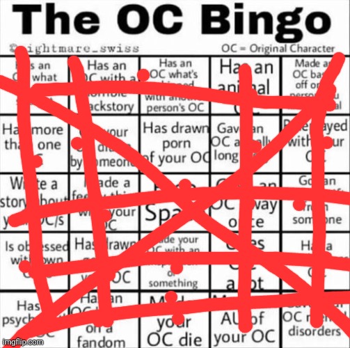 No pron | image tagged in the oc bingo | made w/ Imgflip meme maker