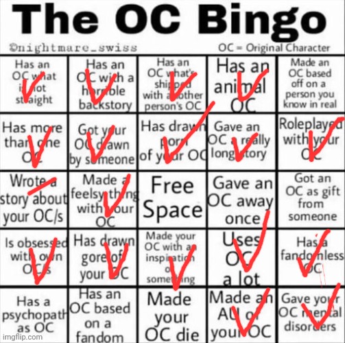 Bingo | image tagged in the oc bingo | made w/ Imgflip meme maker