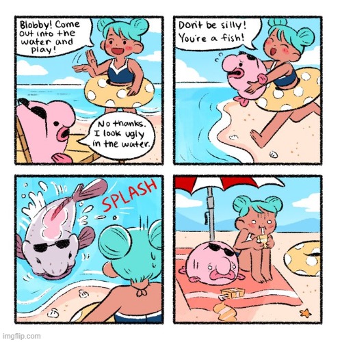 Poor Blobby :( | image tagged in summer,beach,ocean,water,ugly,blobfish | made w/ Imgflip meme maker