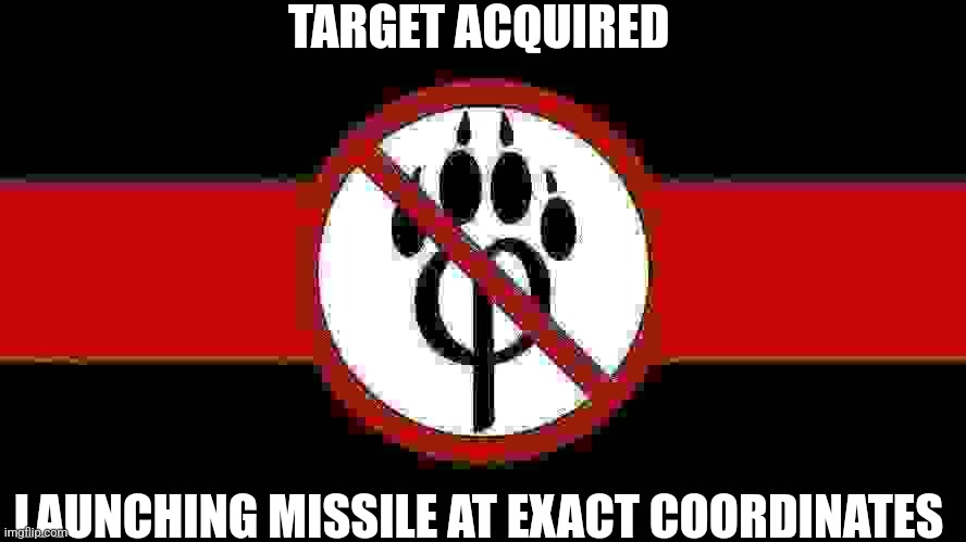 anti furry flag | TARGET ACQUIRED LAUNCHING MISSILE AT EXACT COORDINATES | image tagged in anti furry flag | made w/ Imgflip meme maker