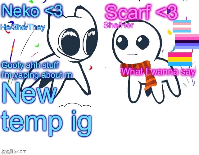 Neko and Scarf shared template | New temp ig | image tagged in neko and scarf shared template | made w/ Imgflip meme maker