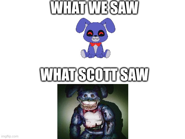 fnaf | WHAT WE SAW; WHAT SCOTT SAW | image tagged in memes | made w/ Imgflip meme maker