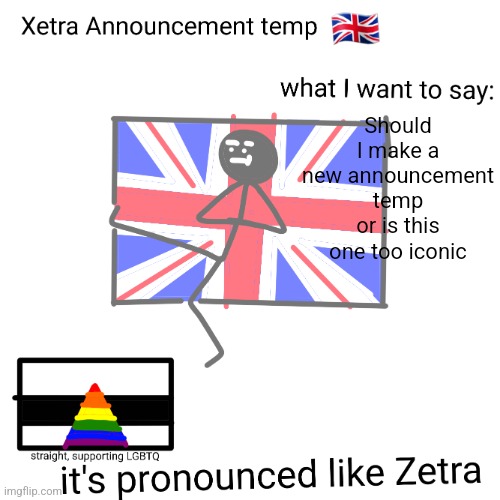 Xetra announcement temp | Should I make a new announcement temp or is this one too iconic | image tagged in xetra announcement temp | made w/ Imgflip meme maker
