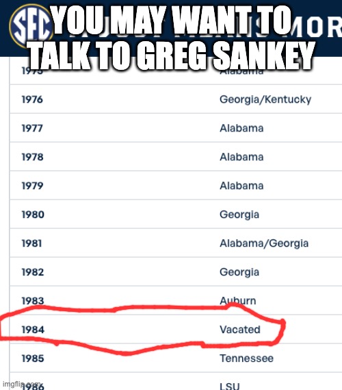 YOU MAY WANT TO TALK TO GREG SANKEY | image tagged in sec | made w/ Imgflip meme maker