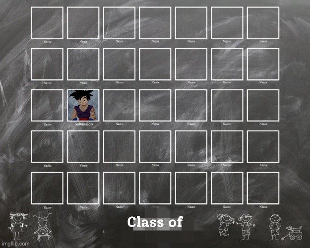 Add any character that didn’t really have a chance to go to school as a kid here! | image tagged in dbz,repost this,add characters,class,yearbook,character yearbook | made w/ Imgflip meme maker