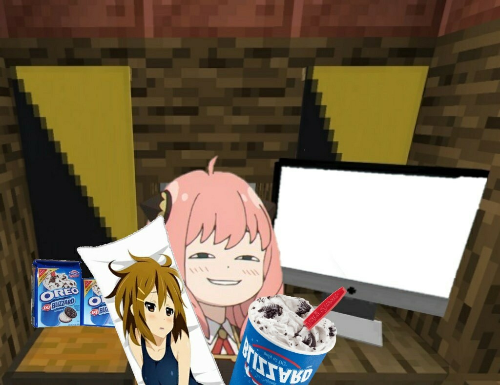 Anya on computer Blank Meme Template