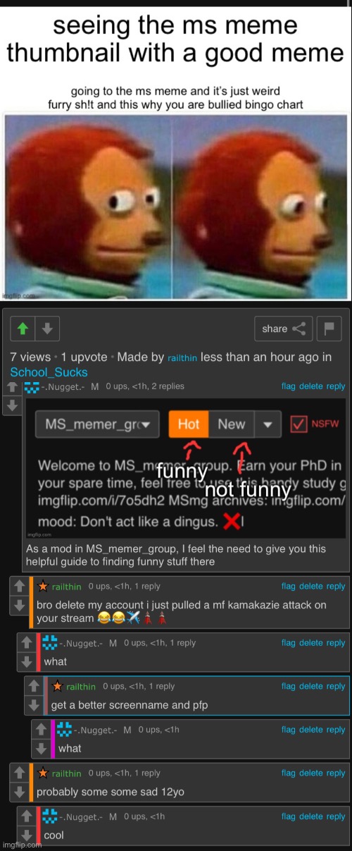 He went hostile as soon as he realized i’m a msmg mod | made w/ Imgflip meme maker