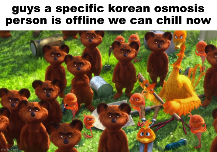 we're gonna gangrape you | guys a specific korean osmosis person is offline we can chill now | image tagged in we're gonna gangrape you | made w/ Imgflip meme maker