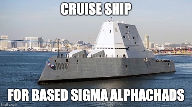 When true Americans go for a boat ride | CRUISE SHIP; FOR BASED SIGMA ALPHACHADS | image tagged in based,badass | made w/ Imgflip meme maker