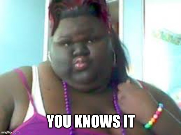 fat black woman | YOU KNOWS IT | image tagged in fat black woman | made w/ Imgflip meme maker
