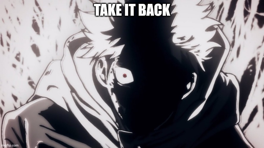 Yuji Rage | TAKE IT BACK | image tagged in yuji rage | made w/ Imgflip meme maker