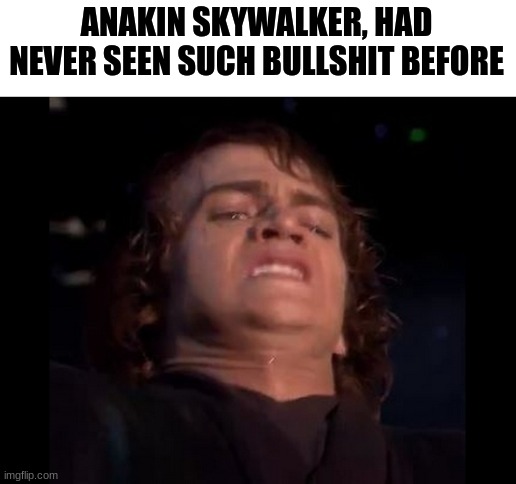 Anakin Skywalker Face | ANAKIN SKYWALKER, HAD NEVER SEEN SUCH BULLSHIT BEFORE | image tagged in anakin skywalker face | made w/ Imgflip meme maker