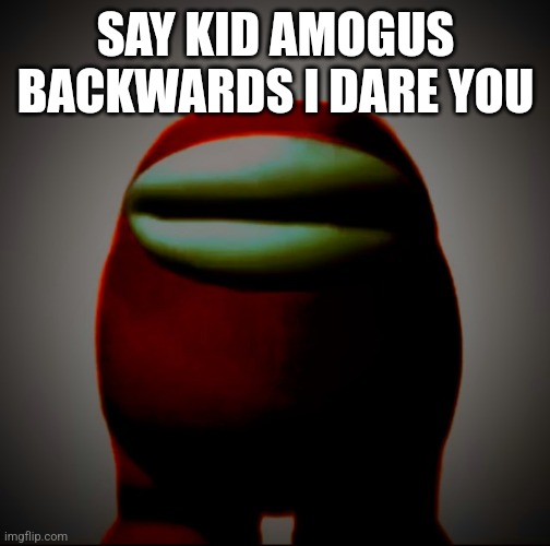 Don't | SAY KID AMOGUS BACKWARDS I DARE YOU | image tagged in run - | made w/ Imgflip meme maker