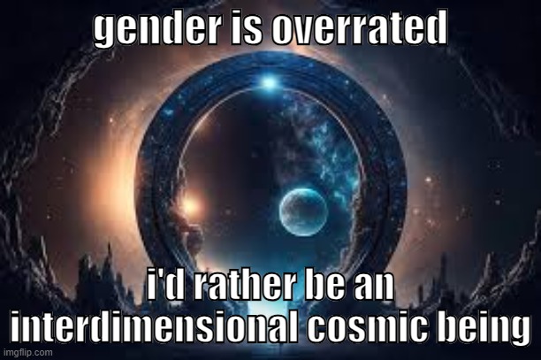 gender is overrated; i'd rather be an interdimensional cosmic being | made w/ Imgflip meme maker
