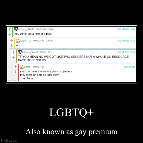 LGBTQ+ | Also known as gay premium | image tagged in funny,demotivationals | made w/ Imgflip demotivational maker