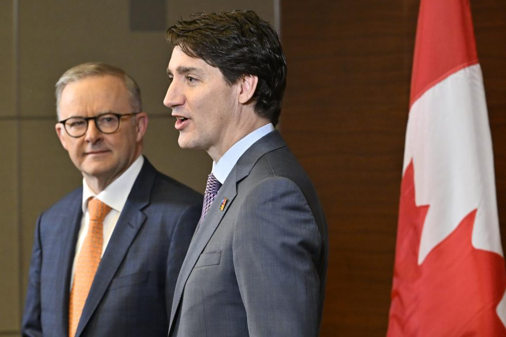 Albanese and Trudeau Blank Meme Template