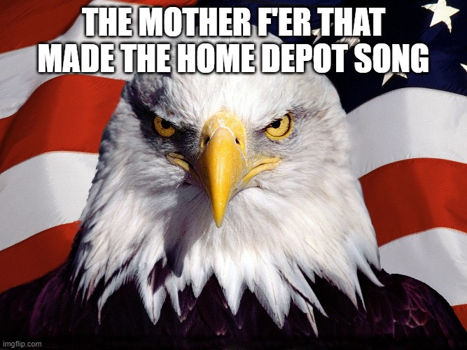 The mother F'er that made the home depot song | THE MOTHER F'ER THAT MADE THE HOME DEPOT SONG | image tagged in freedom eagle | made w/ Imgflip meme maker