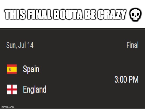 Euro Finals | THIS FINAL BOUTA BE CRAZY 💀 | image tagged in euro 2024 | made w/ Imgflip meme maker