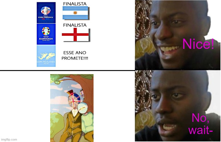 Não sei se odeio ou amo esse ship | Nice! No, wait- | image tagged in disappointed black guy,countryballs | made w/ Imgflip meme maker