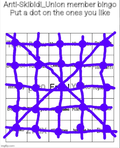 All of them are cool | image tagged in anti-skibidi_union member bingo | made w/ Imgflip meme maker