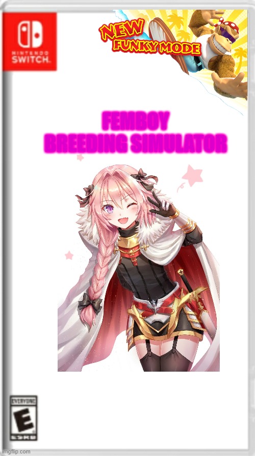 A true classic game indeed | FEMBOY BREEDING SIMULATOR | image tagged in blank nintendo switch game cover | made w/ Imgflip meme maker