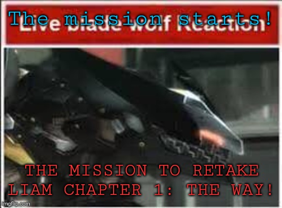 I fucking made this in 4 hours | The mission starts! THE MISSION TO RETAKE LIAM CHAPTER 1: THE WAY! | image tagged in live bladewolf reaction | made w/ Imgflip meme maker