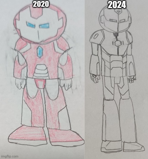 Went through my old drawings and found these two, night and day difference ain't it? | 2020; 2024 | made w/ Imgflip meme maker