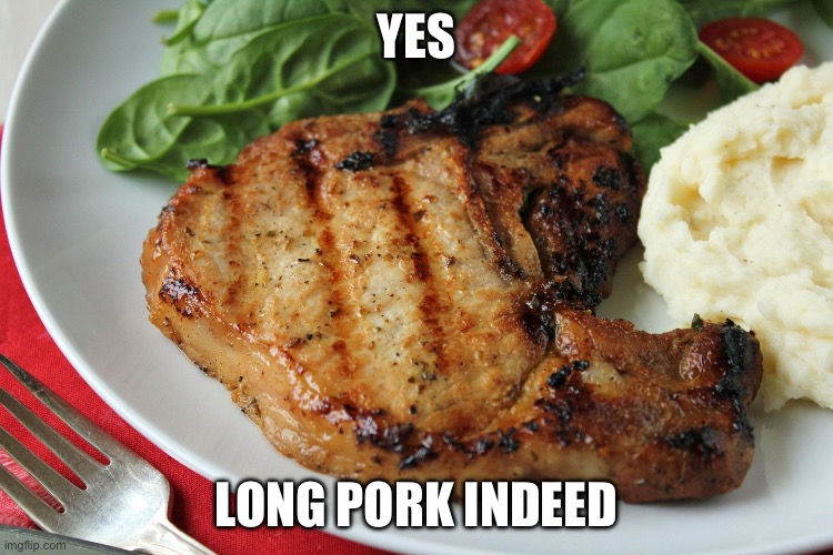 Pork Chop | YES LONG PORK INDEED | image tagged in pork chop | made w/ Imgflip meme maker