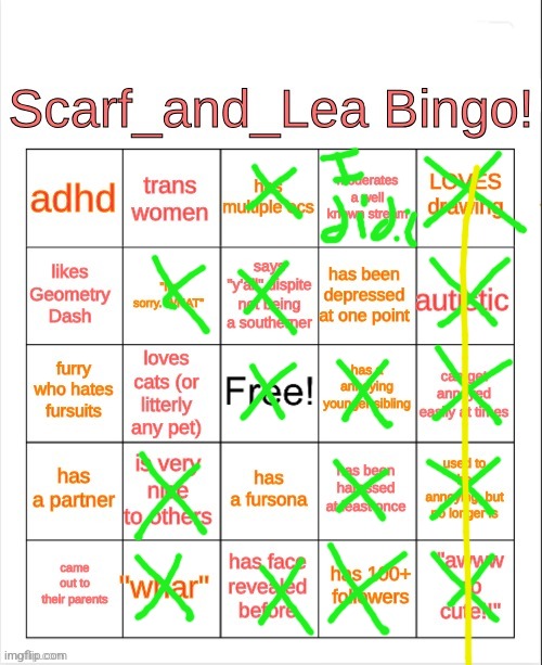 I CAN'T STOP WINNING!!! | image tagged in scarf_and_lea bingo | made w/ Imgflip meme maker