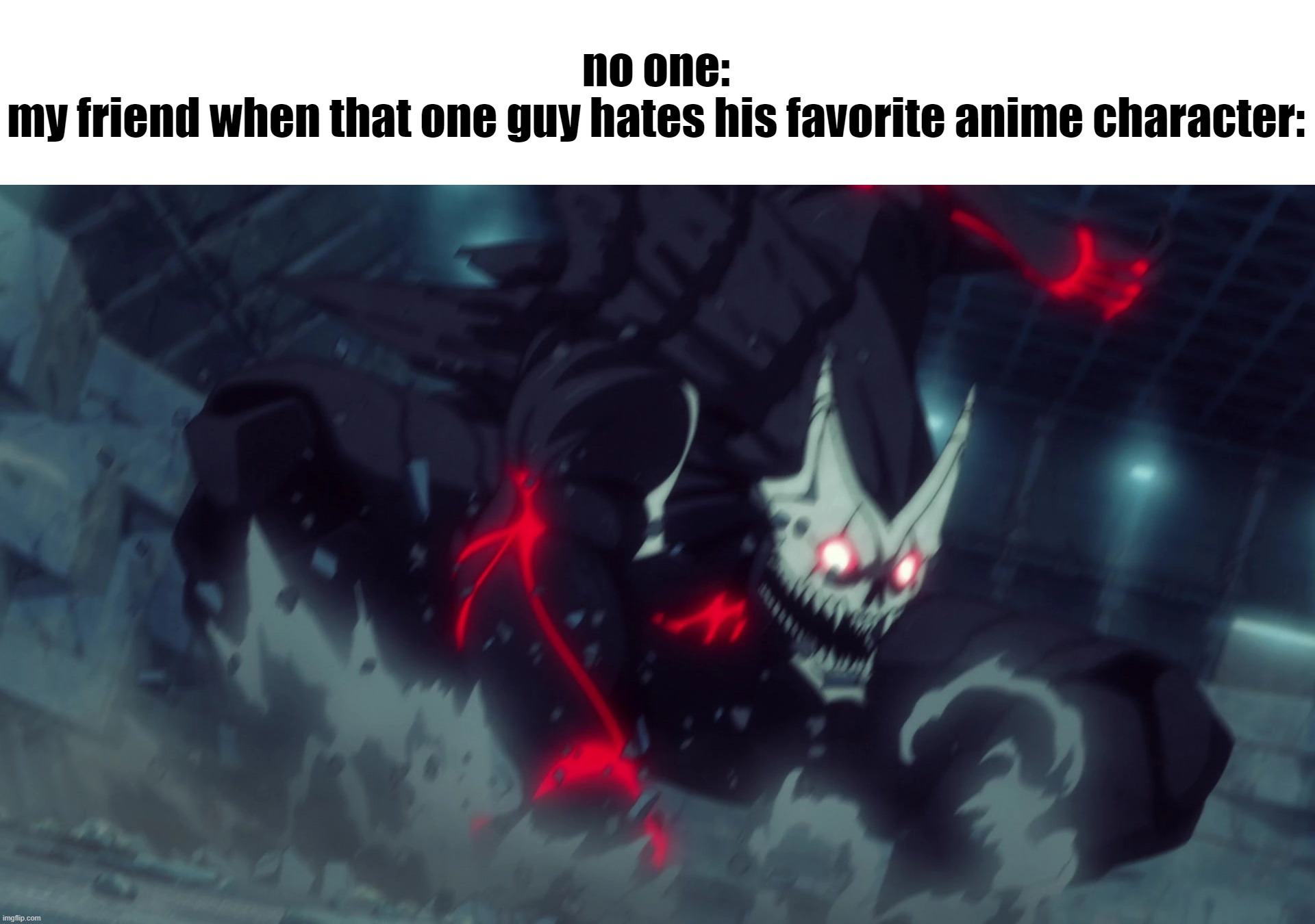 why kafka's kaiju form looks like ghost from cod | no one:
my friend when that one guy hates his favorite anime character: | image tagged in kaiju no 8,relatable | made w/ Imgflip meme maker