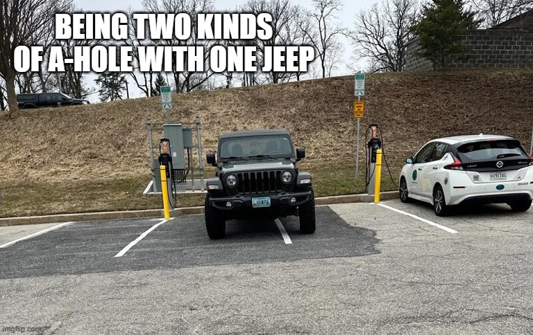 Some people... | BEING TWO KINDS OF A-HOLE WITH ONE JEEP | image tagged in jerk,smh,check yourself before you wreck yourself | made w/ Imgflip meme maker