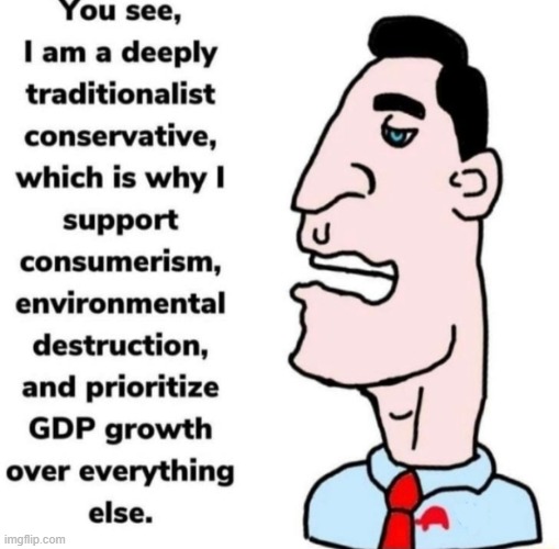 Is there anything else a 'conservative' conserves other than their own money and hedonistic, individualist dystopia? | made w/ Imgflip meme maker