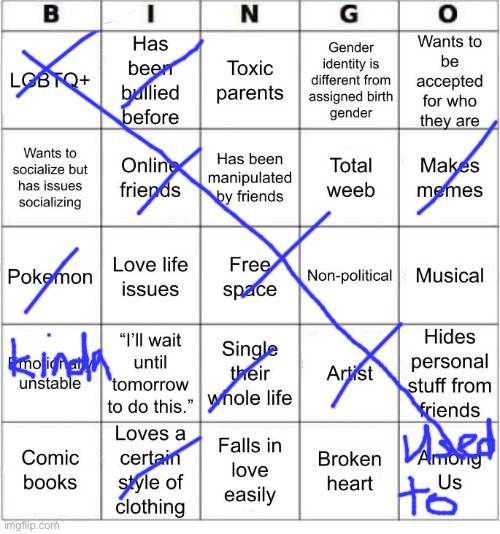 i’m aroace and one of my classmates took a pic of me crying & sent it to the gc. | image tagged in thesuitedgayweeb's bingo | made w/ Imgflip meme maker