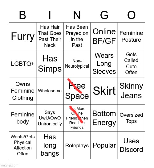 Femboy Bingo | image tagged in femboy bingo | made w/ Imgflip meme maker