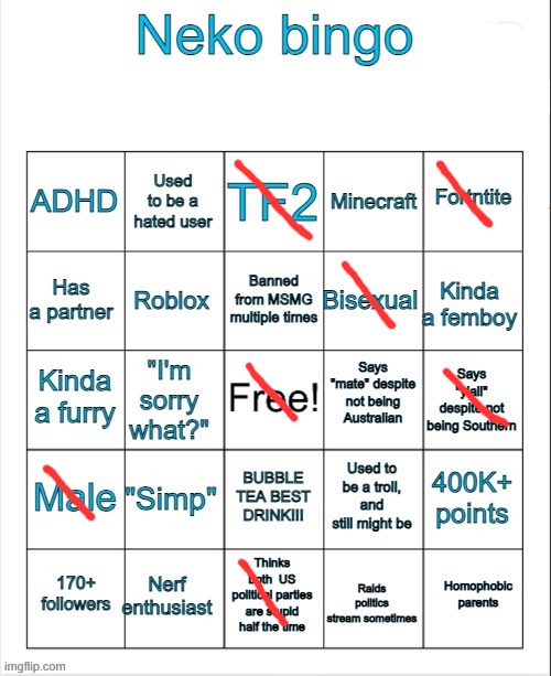 Neko bingo | image tagged in neko bingo | made w/ Imgflip meme maker