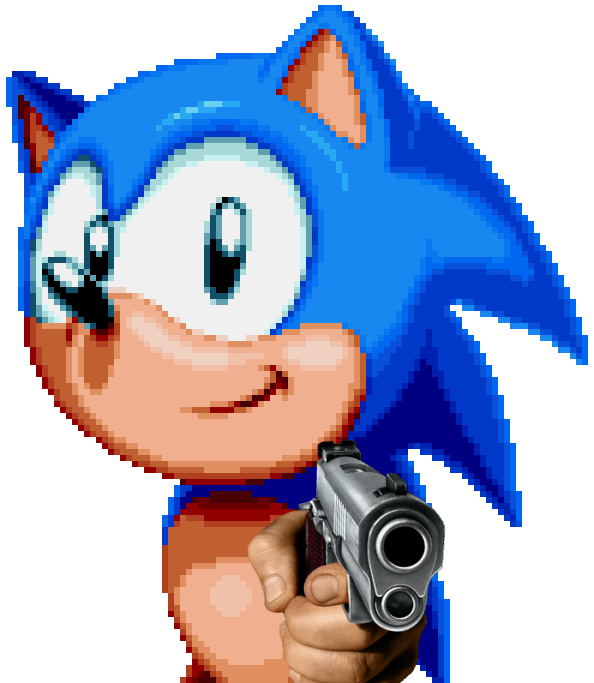 High Quality Sonic holding a gun Blank Meme Template