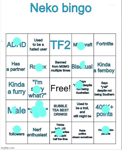 I say y’all and I am southern | image tagged in neko bingo | made w/ Imgflip meme maker