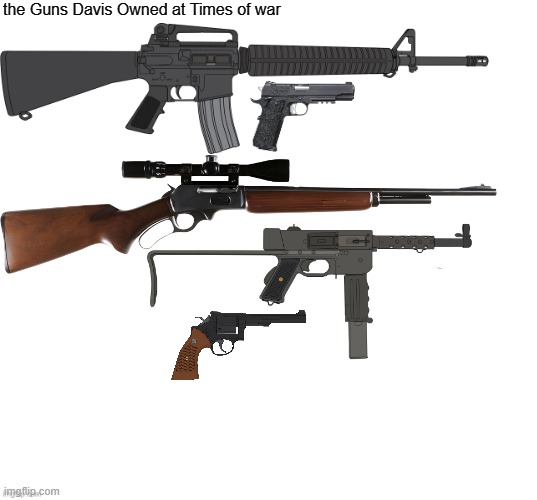 Full tittle in the comments | the Guns Davis Owned at Times of war | image tagged in blank screen part 2 | made w/ Imgflip meme maker
