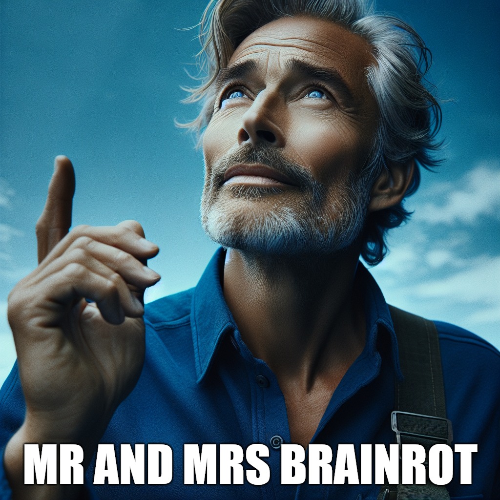 pointing up | MR AND MRS BRAINROT | image tagged in pointing up | made w/ Imgflip meme maker