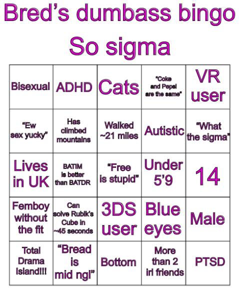 High Quality Bred’s stupid bingo Blank Meme Template