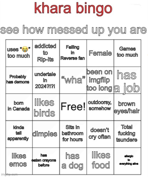 aight do it | image tagged in khara bingo | made w/ Imgflip meme maker
