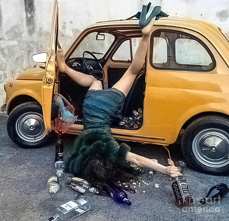 Drunk Woman Falling Out Of Car Blank Meme Template