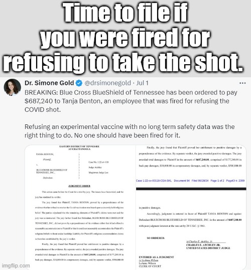 ITs HORSE PASTE thats bad remember,trust the science,you mad yet ? | Time to file if you were fired for refusing to take the shot. | made w/ Imgflip meme maker