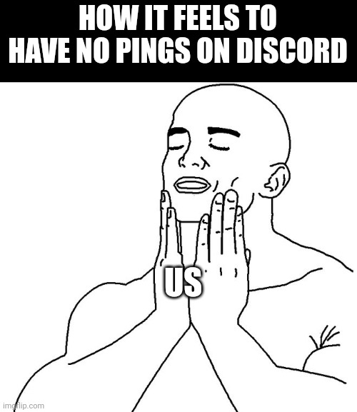 Clean face | HOW IT FEELS TO HAVE NO PINGS ON DISCORD; US | image tagged in clean face | made w/ Imgflip meme maker