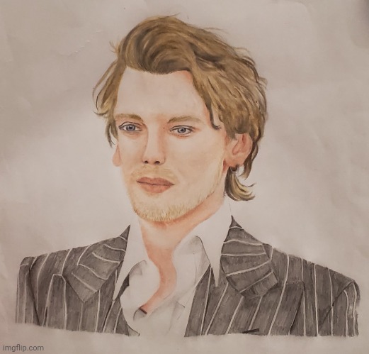 Yet another Jamie Campbell-Bower drawing (Horizon premiere I think) | image tagged in drawing,art,cowboy,stranger things,netflix,actors | made w/ Imgflip meme maker