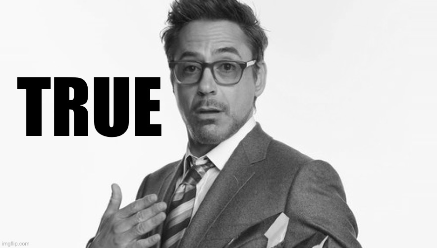 Robert Downey Jr's Comments | TRUE | image tagged in robert downey jr's comments | made w/ Imgflip meme maker