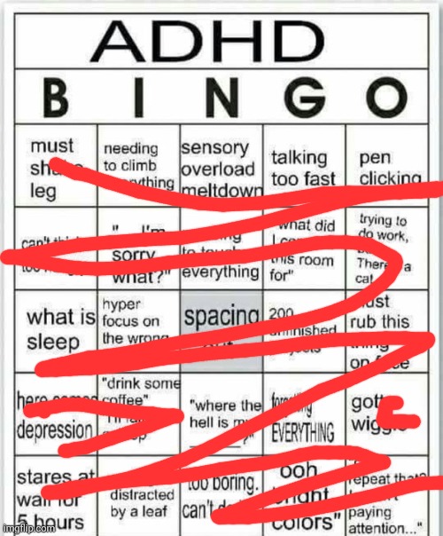 I got all the symptoms | image tagged in adhd bingo | made w/ Imgflip meme maker