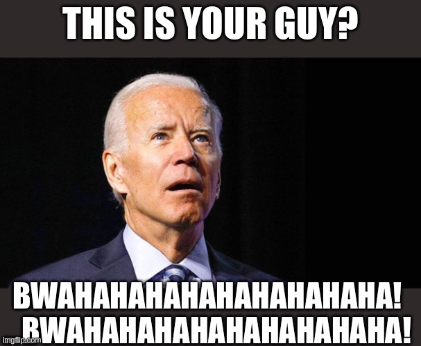 If Joe runs circles around you you are an idiot | THIS IS YOUR GUY? BWAHAHAHAHAHAHAHAHAHA! …BWAHAHAHAHAHAHAHAHAHA! | image tagged in confused joe biden,joes a dynamo,he runs circles around us | made w/ Imgflip meme maker