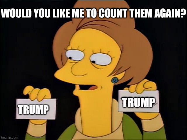 Listen, this is no joke. | WOULD YOU LIKE ME TO COUNT THEM AGAIN? TRUMP; TRUMP | image tagged in donald trump approves | made w/ Imgflip meme maker